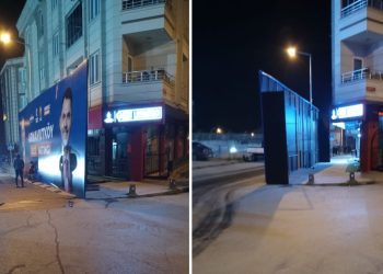Erdoğan’ın mitingi öncesi kent lokantası Murat Kurum posteriyle kapatıldı