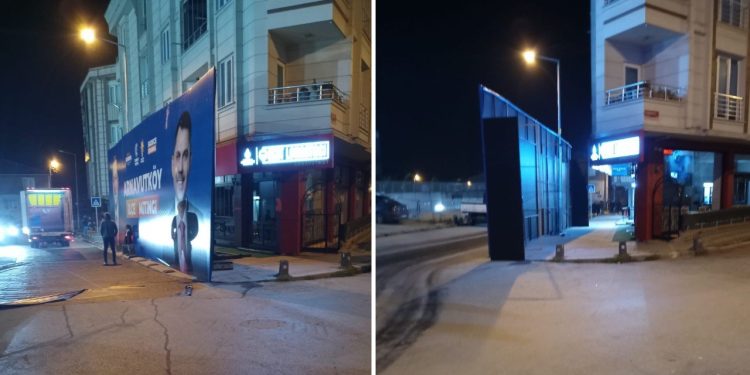 Erdoğan’ın mitingi öncesi kent lokantası Murat Kurum posteriyle kapatıldı