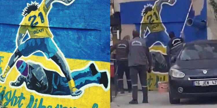 Kadıköy’de bir duvara yapılan Osayi grafitisi, görevliler tarafından silindi