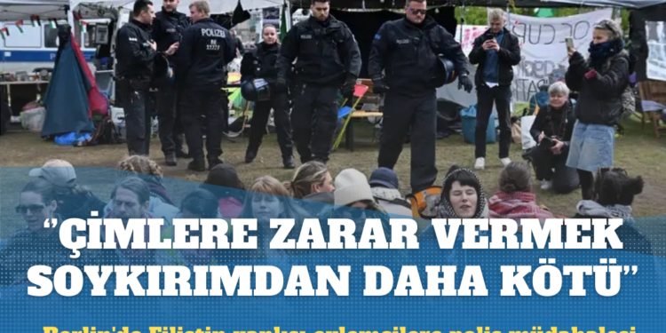 Berlin’de Filistin yanlısı protestoculara polis müdahalesi: Almanya’da çimlere zarar vermek soykırım yapmaktan daha kötü