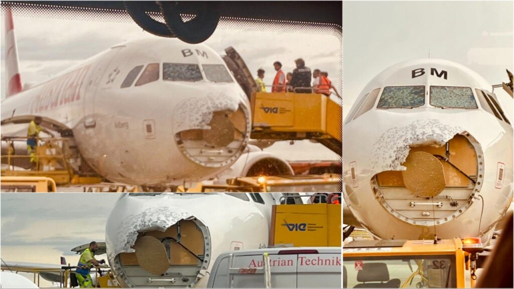 Avusturya Havayolları uçağı 'fırtına hücresi'ne yakalandı: Burnu delindi, camları çatladı