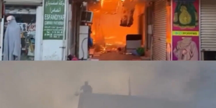 Bahreyn'de başkentin göbeğinde çarşı yangını: Yaralılar var, 25 mağaza yandı