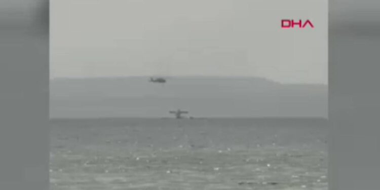 Didim'deki yangına müdahale eden uçak Bafa Gölü'ne sert iniş yaptı