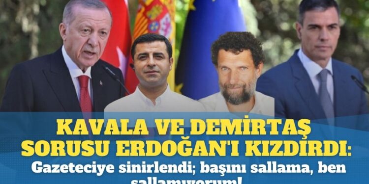 Kavala ve Demirtaş’ı sorusu Erdoğan’ı kızdırdı: Gazeteciye sinirlendi; başını sallama, ben sallamıyorum!