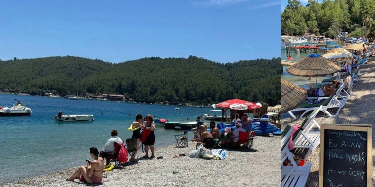 Akbük Plajı, işgale son verilerek ücretsiz hale getirildi