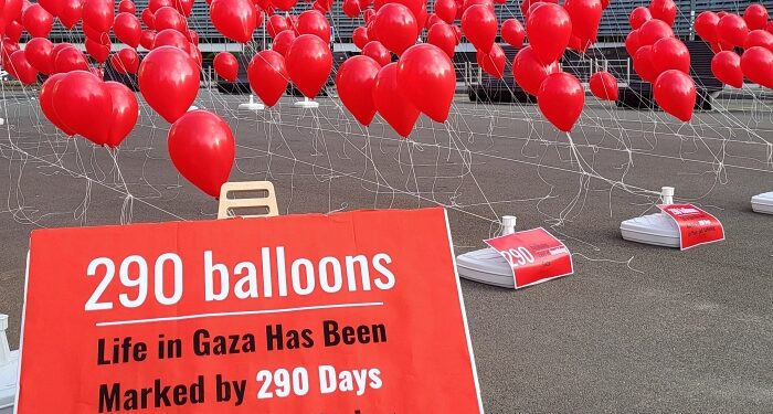 Brüksel’de AB kurumlarının önüne Gazze için 290 balon bırakıldı