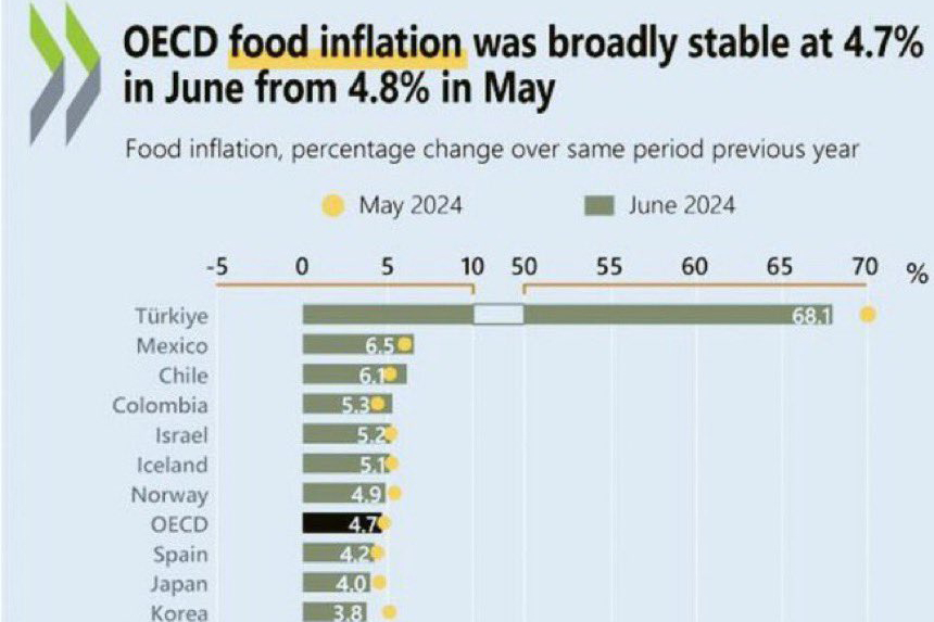 Türkiye’deki ‘gıda’ enflasyonu yine OECD’nin tablosuna sığmadı!