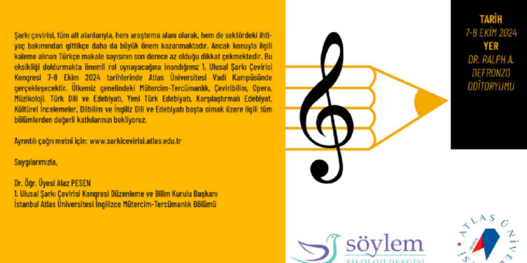 "1. Ulusal Şarkı Çevirisi Kongresi" 7 Ekim'de Başlıyor