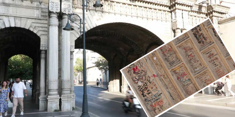 Çırağan ve Yıldız’ı birbirine bağlayan tarihi geçit yazı tahtasına döndü