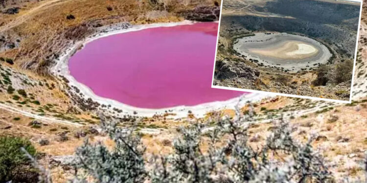 Pembe rengiyle görenleri büyülüyordu: Meyil Obruk Gölü tamamen kurudu