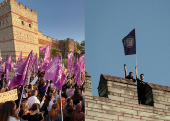 İkbal Uzuner’in katledildiği surda “Kadın cinayetlerini durduracağız” bayrağı açıp gözaltına alınan 2 kişi adli kontrolle serbest bırakıldı