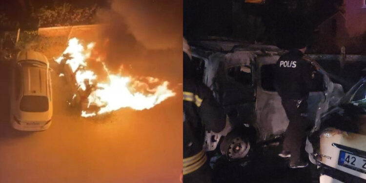 Polis Memurunun Aracını Evinin Önünde Kundakladı!