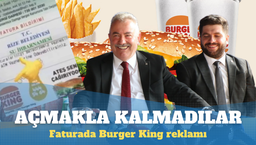 Rize’de su faturalarında Burger King reklamı