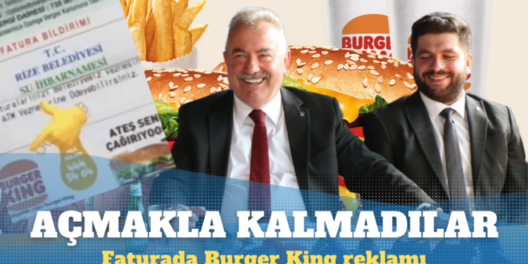 Rize’de su faturalarında Burger King reklamı