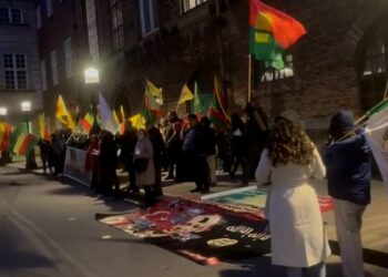 Danirmarka’da parlamento önünde Rojava ve tecrit protestosu