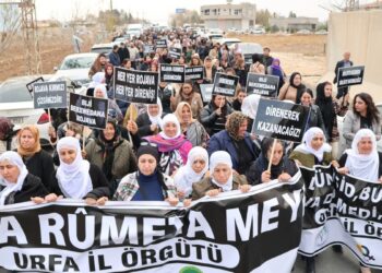Saldırılara karşı Kobanê sınırında insan zinciri ve yürüyüş