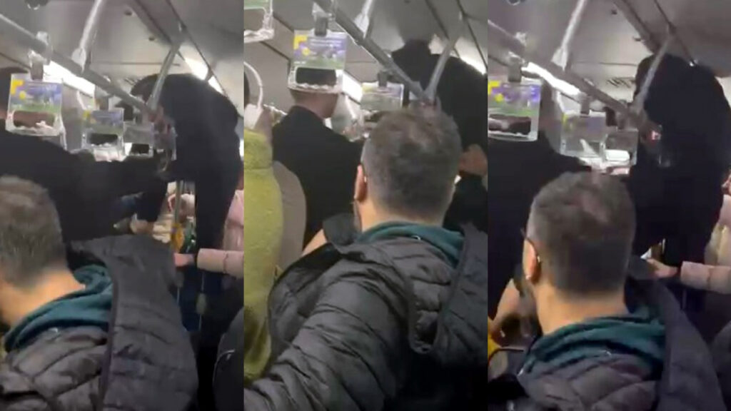 İstanbul'da Metrobüste Boş Koltuk İçin Birbirlerine Girdiler: Tutunma Demirine Tırmanıp Uçan Tekme Attı!