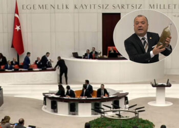 Meclis’te ‘pis su’ gerginliği: Murat Kurum CHP’li vekilin getirdiği şişeyi fırlattı