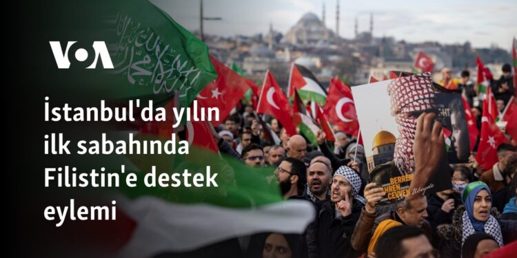 İstanbul’da yılın ilk sabahında Filistin’e destek eylemi