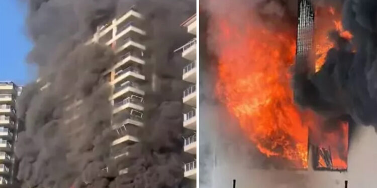 Antalya’da 12 katlı otel inşaatında yangın paniği: Mahsur kalan 4 işçi kurtarıldı