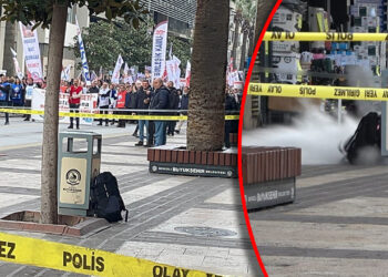 İş Bırakan Öğretmenler Yürüdüğü Sırada... Eylem Güzergahındaki CHP Binası Önünde Bomba Paniği