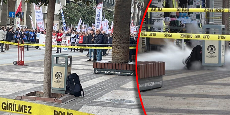 İş Bırakan Öğretmenler Yürüdüğü Sırada... Eylem Güzergahındaki CHP Binası Önünde Bomba Paniği