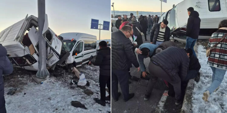 Kars’ta iki minibüs çarpıştı: 27 yaralı