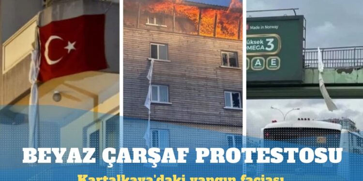 Kartalkaya’daki yangın faciasına tepkilerini göstermek için ‘Beyaz çarşaf protestosu’ başlattılar