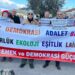 Foça’da kayyımlar ve tutuklamalar protesto edildi