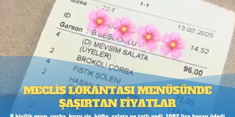 Meclis Lokantası menüsünde şaşırtan fiyatlar