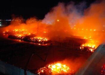 Aydın'da kağıt fabrikasının depolama alanında çıkan yangına müdahale ediliyor