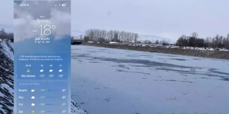 Sivas eksi 18’i gördü, Kızılırmak Nehri buz tuttu