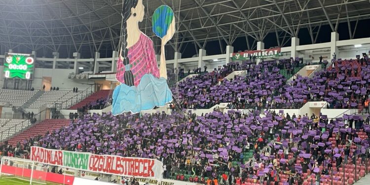 Amedspor stadyumu mora boyandı