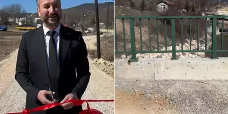 AKP’li Belediye Başkanı kalabalığın tepkisinden rahatsız oldu; köprüyü tek başına açtı