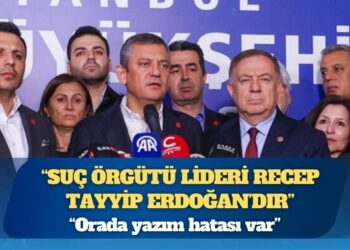 Özgür Özel: “Orada yazım hatası var, suç örgütü lideri Recep Tayyip Erdoğan’dır”