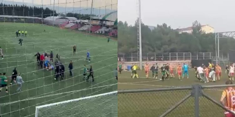 Saha Değil, Boks Ringi! Futbolcular Birbirine Girdi, Tekme ve Yumruklar Havada Uçuştu