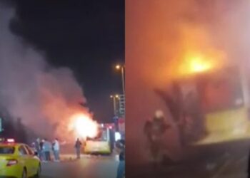 Şişli'de Korku Dolu Anlar... İETT Otobüsü Alev Alev Yandı