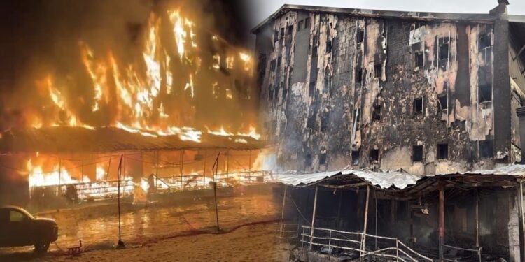 Yangın, kar motorlarının yakıt dolu depolarının infilakıyla tüm oteli sarmış!