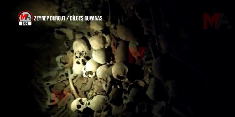 İlk kez MA görüntüledi: Kilisenin altında yüzlerce kafatası ve kemik çıktı