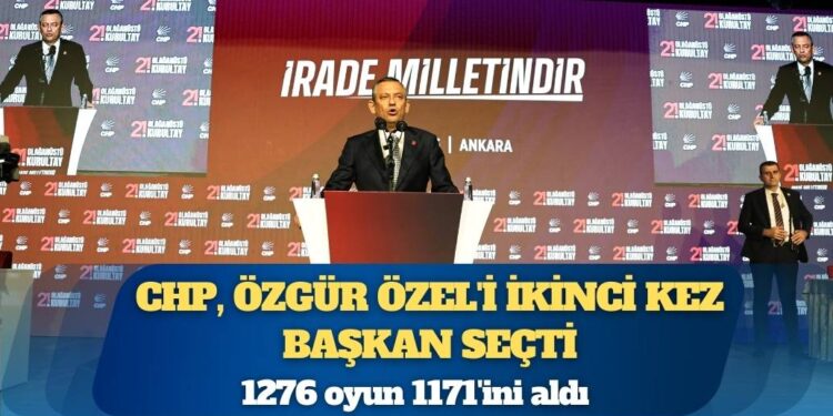 Özgür Özel, 1276 oyun 1171’ini alarak tekrar CHP Genel Başkanı seçildi