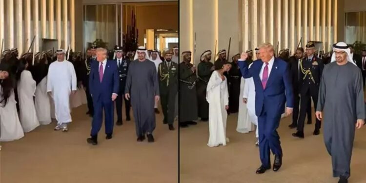 ABD Başkanı Trump'a BAE'de Bir Garip Karşılama! Saçlarını Bir O Yana Bir Bu Yana Savurdular