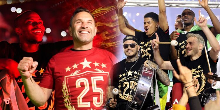 Aslanlar Sahada Coştu! Galatasaray'dan Coşkulu Şampiyonluk Kutlaması: Marşlar Yükseldi, Stat Sallandı