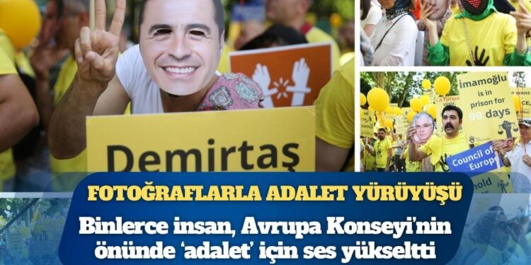 Fotoğraflarla Adalet Yürüyüşü: Binlerce insan, Avrupa Konseyi’nin önünde ‘adalet’ için ses yükseltti