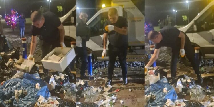 İşçilerin grev yaptığı İzmir’de Cemil Tugay çöp topladı