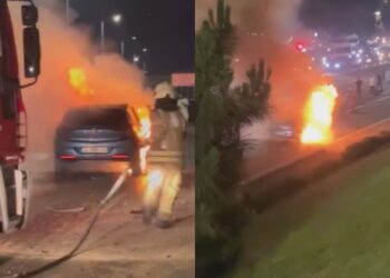 İstanbul'da Korkunç Kaza! Otomobil Alev Alev Yandı, Sürücü Yaralandı
