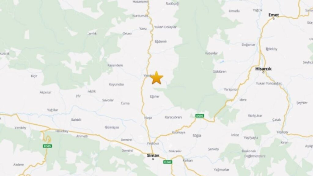 Kütahya'da Gece Yarısı 3.5 Büyüklüğünde Deprem