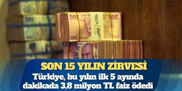 Türkiye, bu yılın ilk 5 ayında dakikada 3,8 milyon TL faiz ödedi
