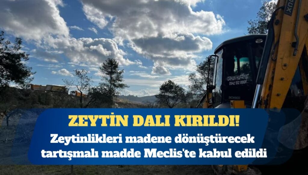 Zeytinlikleri madene dönüştürecek tartışmalı madde Meclis’te kabul edildi
