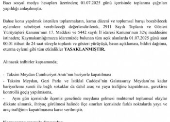 Beyoğlu’nda gösteri ve yürüyüşler bir gün yasak