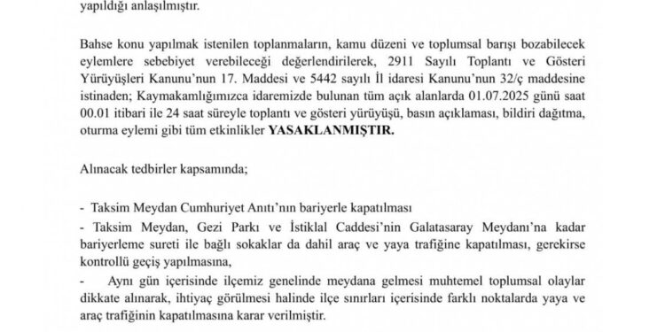 Beyoğlu’nda gösteri ve yürüyüşler bir gün yasak